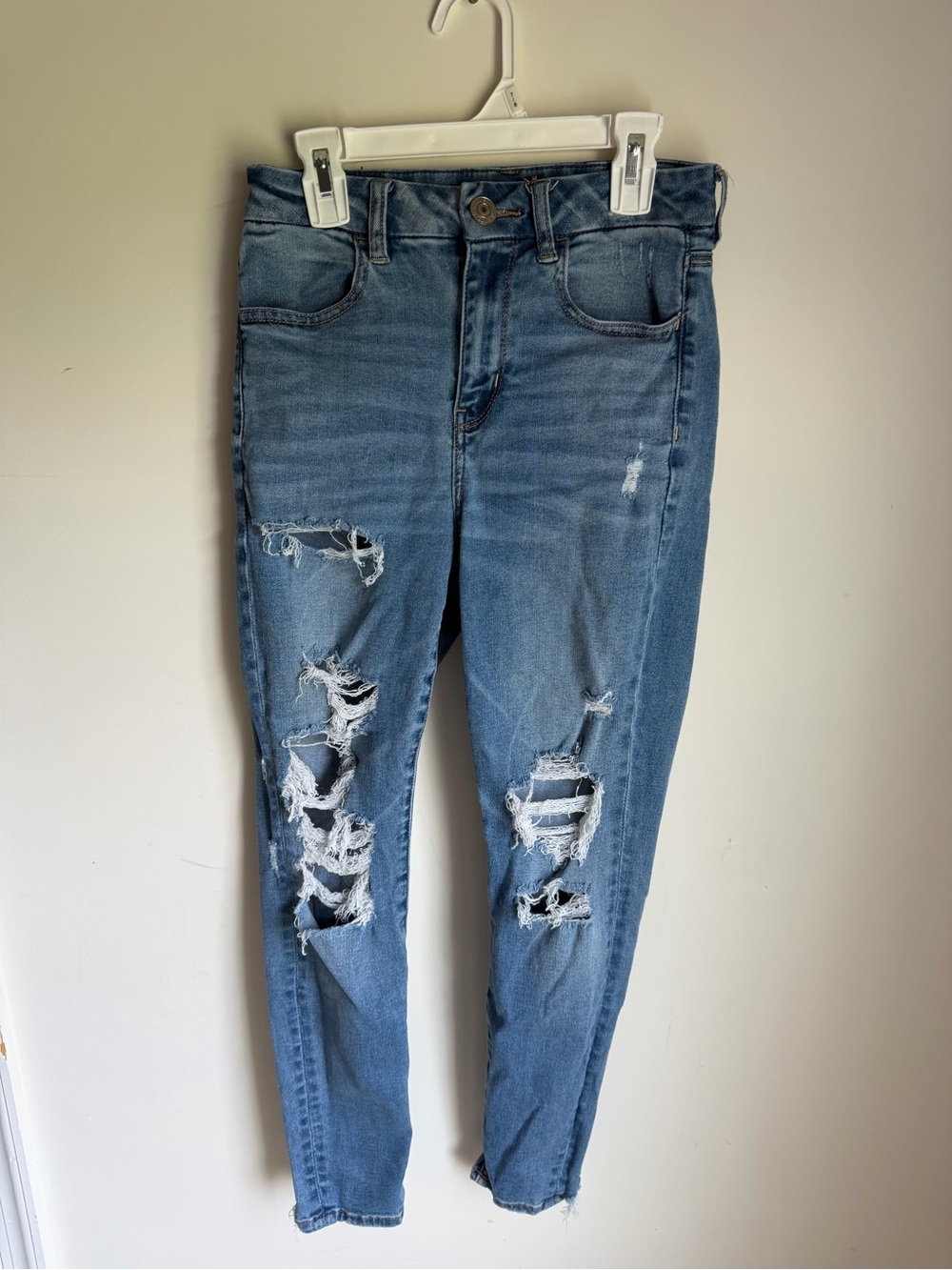 American Eagle Curvy Hi-Rise Jegging Next Level Stretch Distressed Jeans 2S 0062
